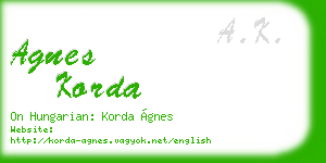 agnes korda business card