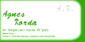 agnes korda business card